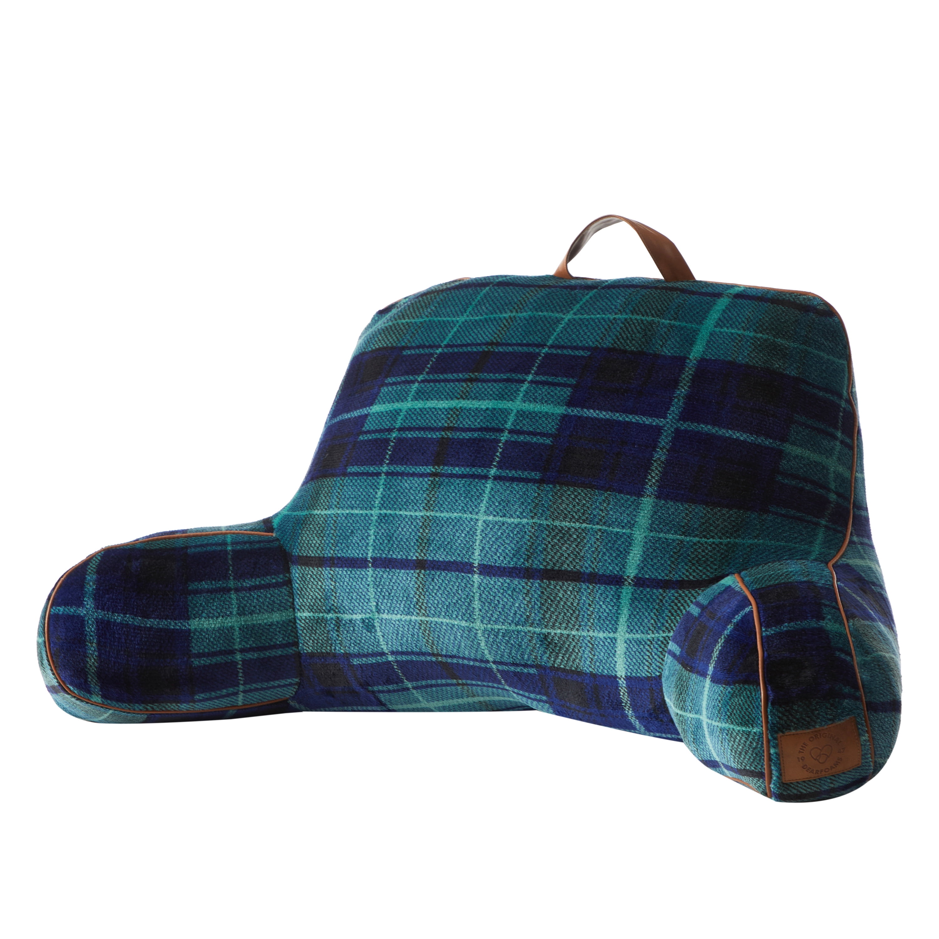 Dearfoams Backrest with Leather Piping, Navy Plaid