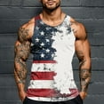 thumbnail image 2 of Cmfcve Men's Independence Day Tank Top Printed Loose Patriotic Tees Sleeveless Round Neck Fitness Undershirt, 2 of 5