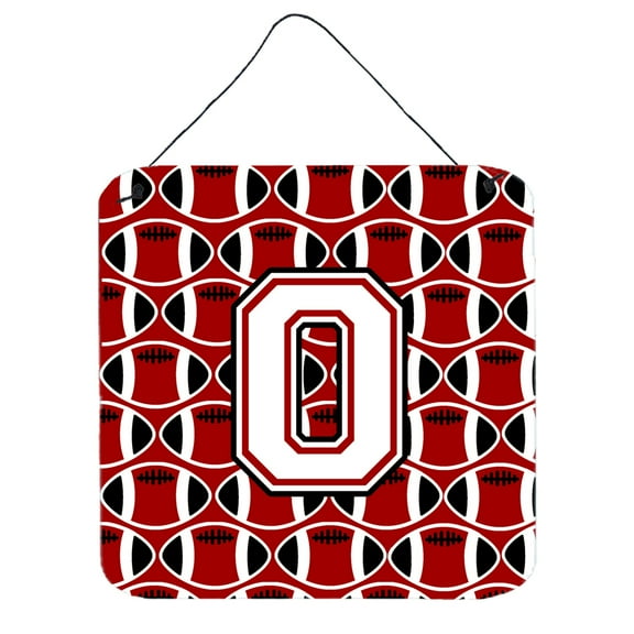 Letter O Football Cardinal and White Wall or Door Hanging Prints