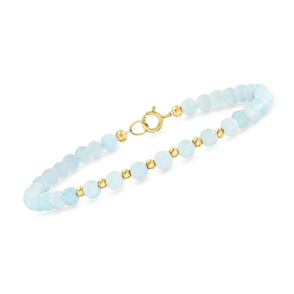 Ross-Simons 20.00 ct. t.w. Aquamarine Bead Bracelet in 10kt Yellow Gold, Women's, Adult