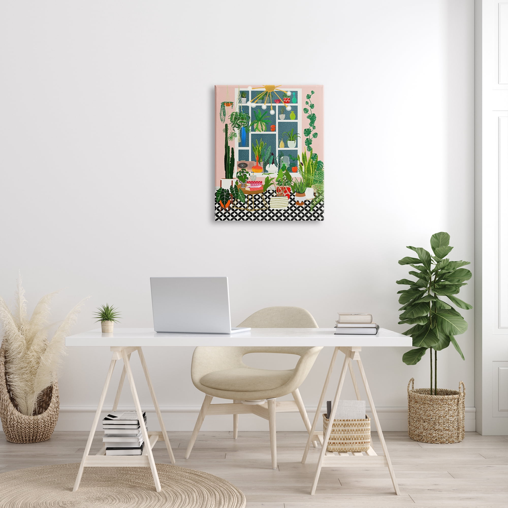 Stupell Industries Modern Chic Home Interior Plant Lover Sanctuary Botanical & Floral Painting Gallery Wrapped Canvas Print Wall Art, 24 x 30