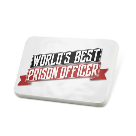 Porcelein Pin Worlds Best Prison Officer Lapel Badge –