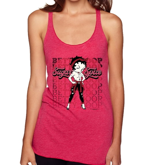 Wild Bobby Betty Boop Sugar and Spice Wink Betty Boop Tri-Blend Racerback Tank Top, Shocking Pink, Large