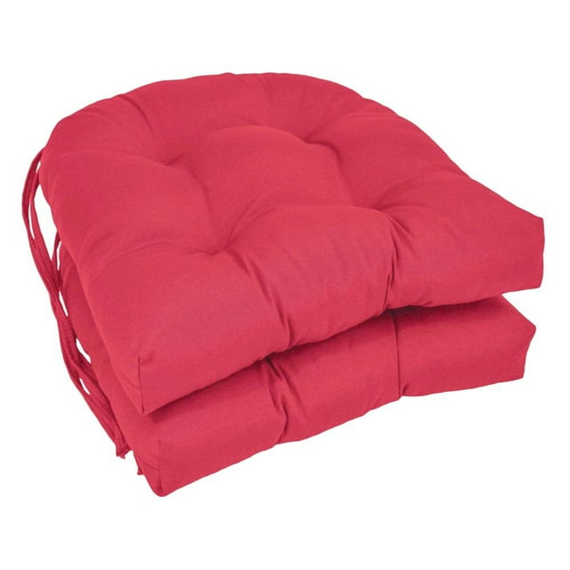 16-inch Solid Twill U-shaped Tufted Chair Cushions (Set of 2)