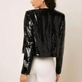 thumbnail image 4 of Women Coat Fashion Lady Sparkly Glitter Short Blazer Smooth Lined Lady Jacket Women Open Front Sequin Jacket for Party Daily Wear, 4 of 5