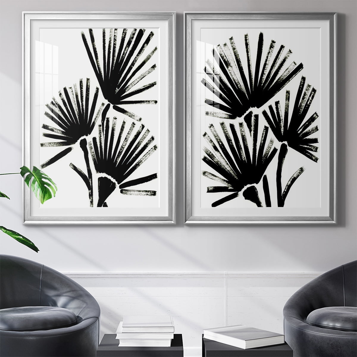 Wexford Home Fan Brush I Premium Framed Print, 22.5" x 30.5" - Ready to Hang, Silver (Set of 2)