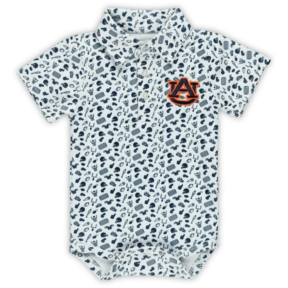 Infant Garb Navy Auburn Tigers Tom Allover Print Performance Polo Bodysuit