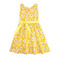 thumbnail image 4 of Uuszgmr Cute Dress For Girls Toddler Solid Color Floral Bohemian Flowers Bowknot Sleeveless Beach Straps Dress Princess Clothes Yellow,Size:3-4 Years, 4 of 7