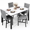 thumbnail image 6 of Baxluxe 4-Person Dining Table Set for 4, 5 Pieces Faux Marble Kitchen Table and Chairs Set, Rectangle Dining Table with 4 Tufted Velvet Dining Chairs, Modern Dinette Set for Breakfast Nook, Gray, 6 of 8