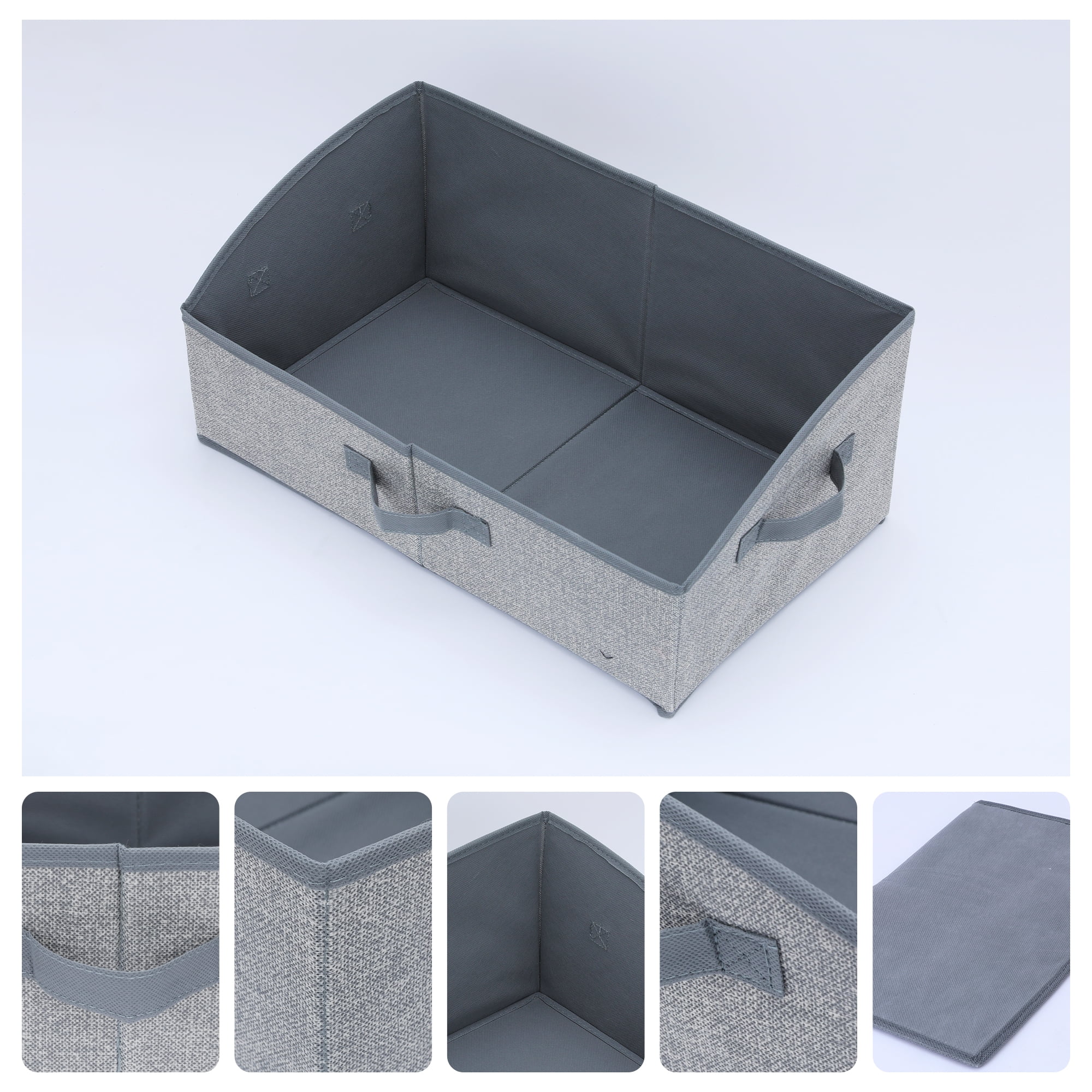 Unique Bargains Trapezoidal Storage Bin Cube with Handles Collapsible Storage Basket Grey