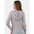 thumbnail image 5 of No Boundaries Cable Zip-up Hooded Cardigan, Midweight, Women's and Women’s Plus Sizes XXS - 2XL, 5 of 5