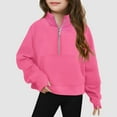 thumbnail image 3 of LTTVQM Teen Girls Sweatshirts Half Zip Up Fleece Trendy Pullover Hoodies with Thumb Hole Cropped Long Sleeve Fall Winter Comfy Preppy Clothes Hot Pink 6-7 Years, 3 of 3