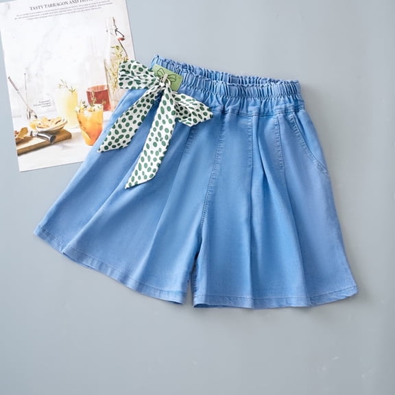 Kiviey Shorts for Girls 100%Cotton Denim Shorts Casual Shorts Slim Loose Thin Pants Size 4T-10Y