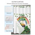 thumbnail image 4 of No Hook Shower Curtain with Snap-in Liner, St Patricks Day Waterproof Fabric Bathroom Curtains, Green Shamrock Spring Rainbows Gnomes Bath Curtains & Mesh Top Window 72"x84" Long, 4 of 9