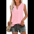 thumbnail image 3 of Camiseta Sin Mangas Holgada para Mujer, Sin Mangas, con Cuello en V, Estilo Camisola, Elegante, Informal, con Ojales, Estilo Fluido de Verano Rosa M, 3 of 5