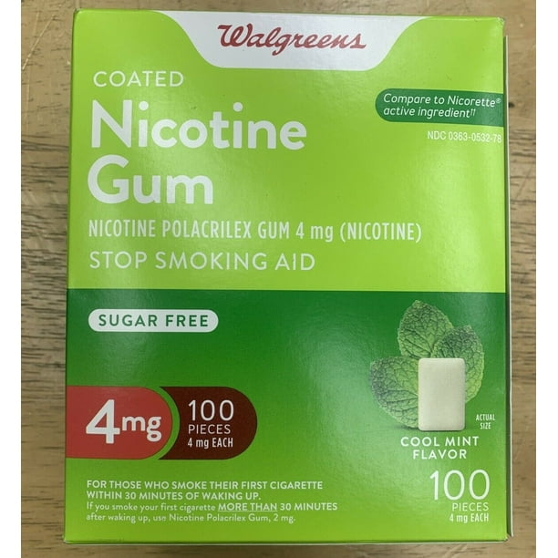 Walgreens NICOTINE GUM 4mg 100Pcs. Cool Mint