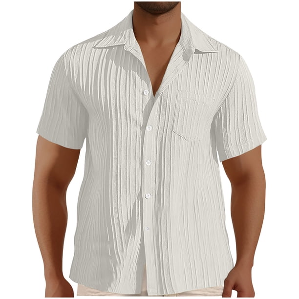 pstuiky Camisa de manga corta para hombre, Camisa deportiva de color liso para hombre con solapa, manga corta, top/camisa con solapa camisas casuales para hombre xxl