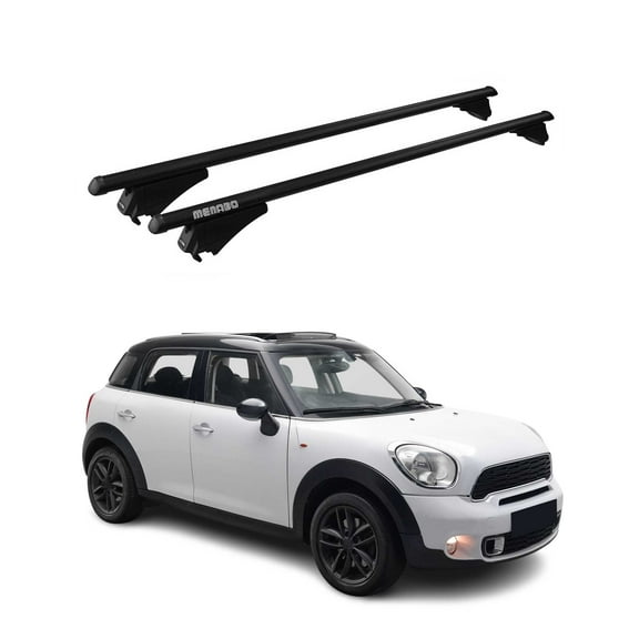 OMAC Top Roof Racks Cross Bars for Mini Countryman R60 2011-2016 Black Aluminium 2 Pcs Anti-Theft for Travel Kayak Canoe Surf Ski Snowboard Camping