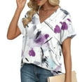 thumbnail image 2 of DeHolifer T-Shirts for Women V-Neck Novelty Printed Loose Casual Short Sleeve Blouse T-Shirts Summer Trendy Tee Tops Multicolor 2XL, 2 of 6