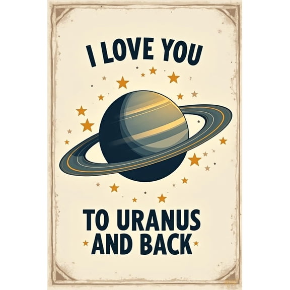 Vintage Aluminum Tin Sign I Love You To Uranus And Back Space Themed Metal Wall Art for Home Bar Cafe Garage 8x12 Inch