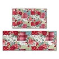 Pioneer Flower Floral Print Pattern Kitchen Rugs Sets Of 2,Anti Fatigue Kitchen Mat Rugs Non Slip Washable,Decorative Kitchen Floor Mats for Kitchen,Sink,Laundry,17"x30" 17"x47"