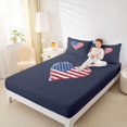 thumbnail image 3 of Manfei Vintage Us Flag Heart Queen Sheets,Navy Queen Sheet Sets,4 Pieces,1 Flat Sheet, 1 Fitted Sheet and 2 Pillowcases, 3 of 6