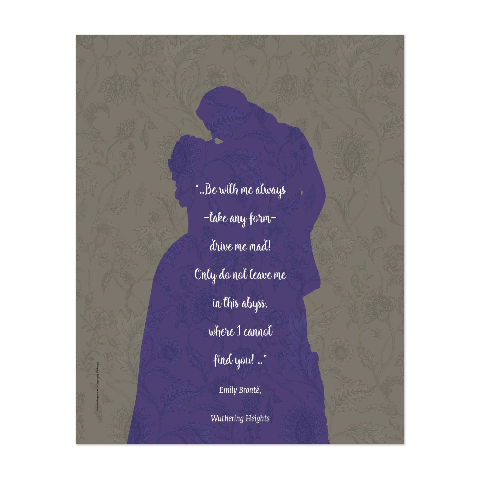 Wall Art Emily Bronte ART PRINT Wuthering Heights Quote illustration Movie 