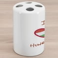 thumbnail image 1 of Hungary Ceramic Toothbrush Holder, I Love Hungary Text with Heart Colored in National Flag Tones Grunge Illustration, Decorative Versatile Countertop for Bathroom, 4.5" X 2.7", Multicolour, 1 of 4