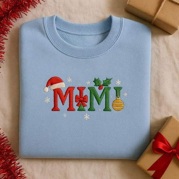 Christmas MIMI Embroidered Sweatshirt, Holiday Grandma Crewneck, Festive Mimi Gift, Family Christmas Sweater, Embroidered Mimi