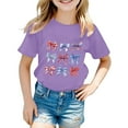 thumbnail image 2 of Bysome Kids Patriotic Shirt For Girls Bow Tie Print Patriotic Casual Tshirts Crew Neck Short Sleeve Summer Girls Tops Purple Size 12-13 Years, 2 of 3