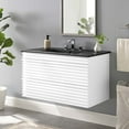 thumbnail image 2 of Wall Mount Sink Vanity Cabinet, White Black, Wood, Mid Century Hotel Bedroom Bathroom, Modern Contemporary HB33675, 2 of 9