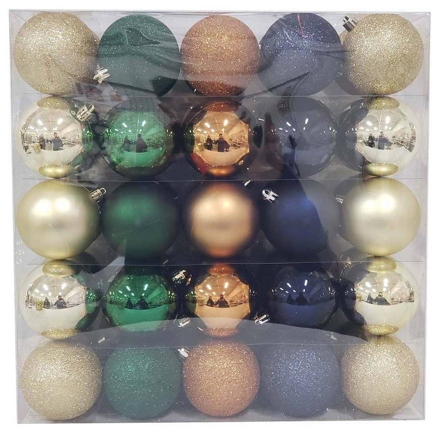 Wondershop 50ct 70mm Shatter Resistant Christmas Ornament Set Silver Blush 