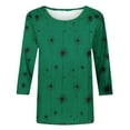 thumbnail image 4 of EchfiProm Tops for Women 3/4 Sleeve Green Pullover Graphic Trendy Loose Fit Crew Neck Shirts, 4 of 9