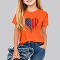 thumbnail image 1 of hengsof T-Shirt Imprimé Patriotique pour Filles à Thème Patriotique, Ample et Confortable, à Manches Courtes, Col Ras du Cou, Haut Convenant aux Enfants, Tailles 2-13 Ans, 1 of 7