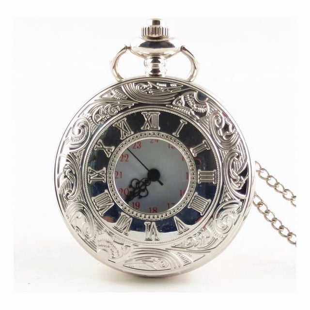 Reloj de bolsillo, collar de cuarzo negro con esfera de 47 mm
