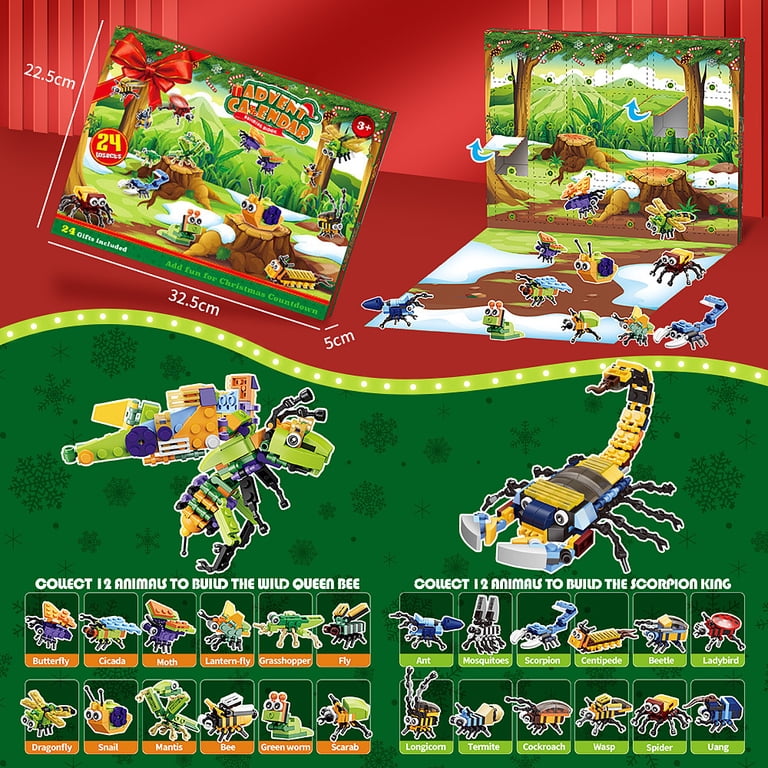 Christmas Advent Calendar, Count Down to Christmas, 24 Insect Clamping DIY  Building Blocks Model, 2 Large Lord Insect Kit, Insect Model Kit, Xmas Gift  Box for Kids - Walmart.com