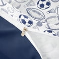 thumbnail image 4 of Castle Fairy Sport Soccer Football Basketball Twin Duvet Cover, Vintage Ball Game Twin Bedding, White Navy Blue,Navy Blue Reversible,2pcs,1 Duvet Cover and 1 Pillowcase, 4 of 6