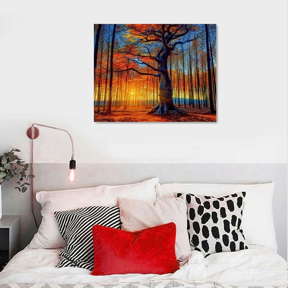 Nawypu Canvas Wall Art Red Trees Forest Sunset Panoramic Nawypu Canvas Wall Art Red Trees Forest Sunset Panoramic