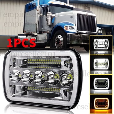 2PCS 7x6 LED Sealed Headlights For International Harvester 4700, 4900, 8100, 9900 – Black Housing