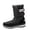 B-77 Black, variant on B-77 Wine Sleek Ladies Fleece Lined Boots Mid Calf Waterproof Thick Sole Winter Casual Comfortable Snow Booties For Snowy Weather And Outdoor