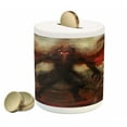 thumbnail image 1 of Fantasy World Piggy Bank, Devil Shadow with Wings Primary Opponent of Rising Hell Afterlife Image, Ceramic Coin Bank Money Box for Cash Saving, 3.6" X 3.2", Red Grey, by Ambesonne, 1 of 4