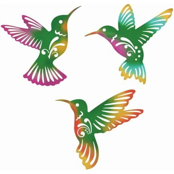 Metal Hummingbird Wall Decor 3 PCS Metal Birds Outdoor Wall Sculpture Decoration Animal Theme Wall Art Hanging Decorative for Home Living Room Bedroom Nursery Room Office DIY