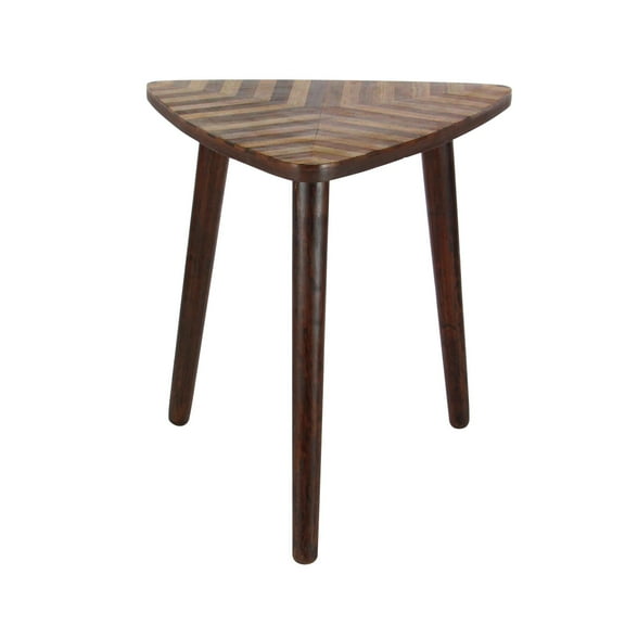 DecMode 20" x 22" Brown Mango Wood Handmade Accent Table with Wood Inlay, 1-Piece
