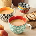 thumbnail image 4 of Large Ceramic Mugs Set of 4, 24 oz Jumbo Cups for Coffee, Soup & Latte – Housewarming & Wedding Gift, Vibrant Colors, 4 of 7