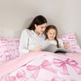 thumbnail image 4 of Feelyou Bow-tie Bedding Comforter Set 7pcs, Pink Butterfly Bow Knot Queen Bedding Sets, 4 of 8