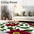 thumbnail image 2 of ODIKA 5'x7' Machine Washable Non-Slip Area Rug, Vintage Poinsettia Bloom Corridor Holiday Accent High Traffic Rug, Red, 501754, 2 of 7