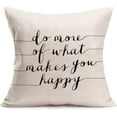 thumbnail image 3 of Inspirational Words Cotton Linen Throw Pillow Cases Home Decor Best Office Gift Cushion Cover Smile, Happy Lettering Pillowslip Standard 18x18 Inch, Set of 4, 3 of 6