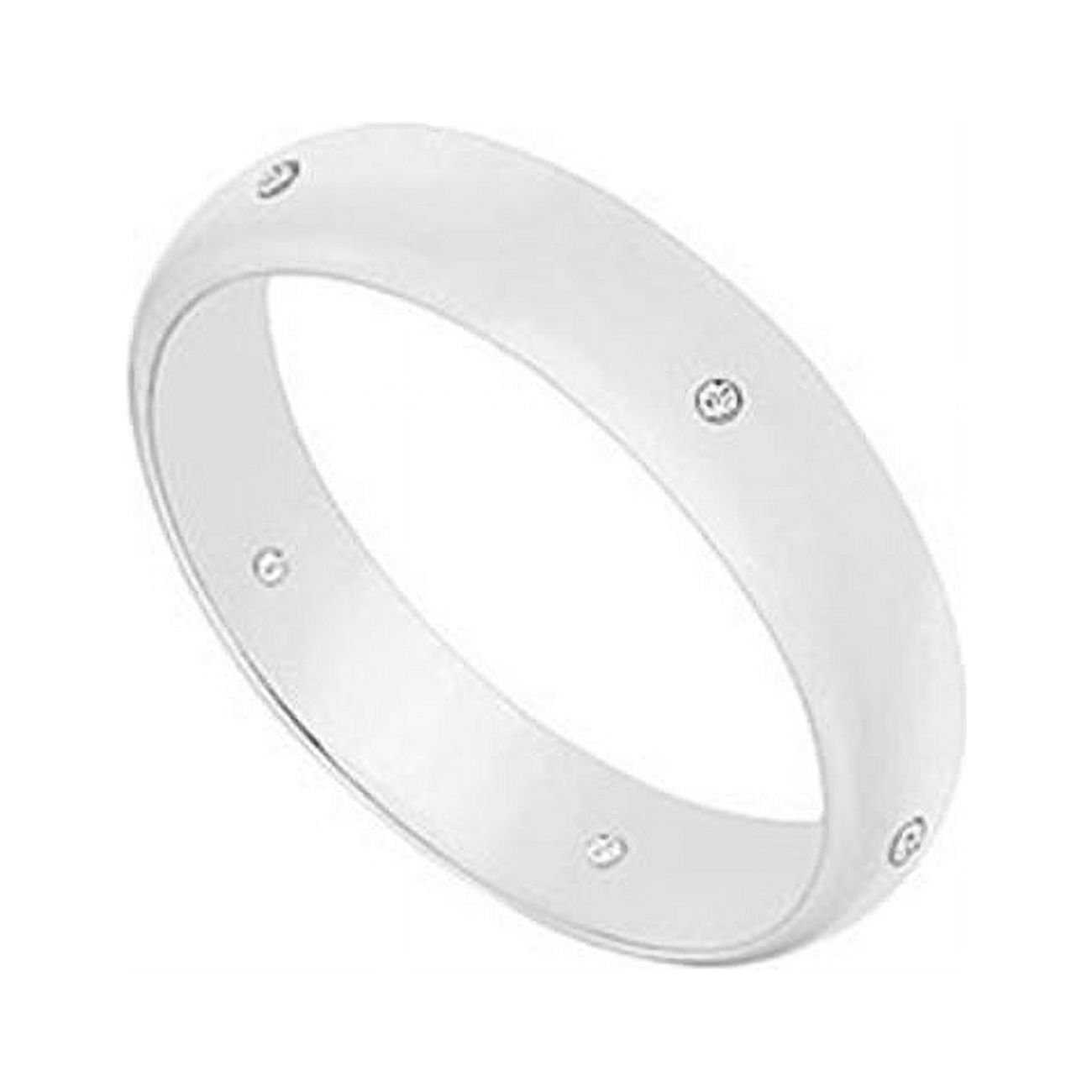 FineJewelryVault UBVNCHR400W14D-120 4MM Half Round Wedding Band with Diamonds : 14K White Gold - 0.05 CT TDW - Size: 7