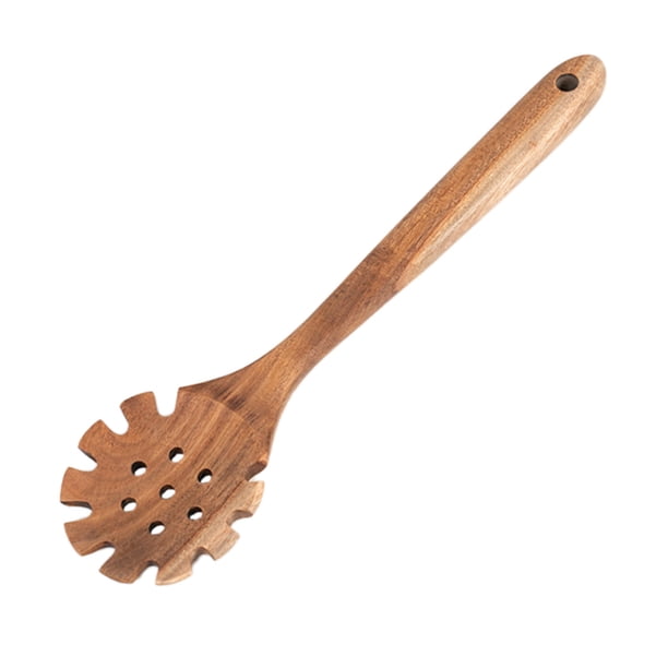Cuchara de madera para pasta, tenedor para espaguetis, utensilios largos para servir pasta, cuchara para espaguetis de teca, tenedores para pasta, espátula para espaguetis, cuchara