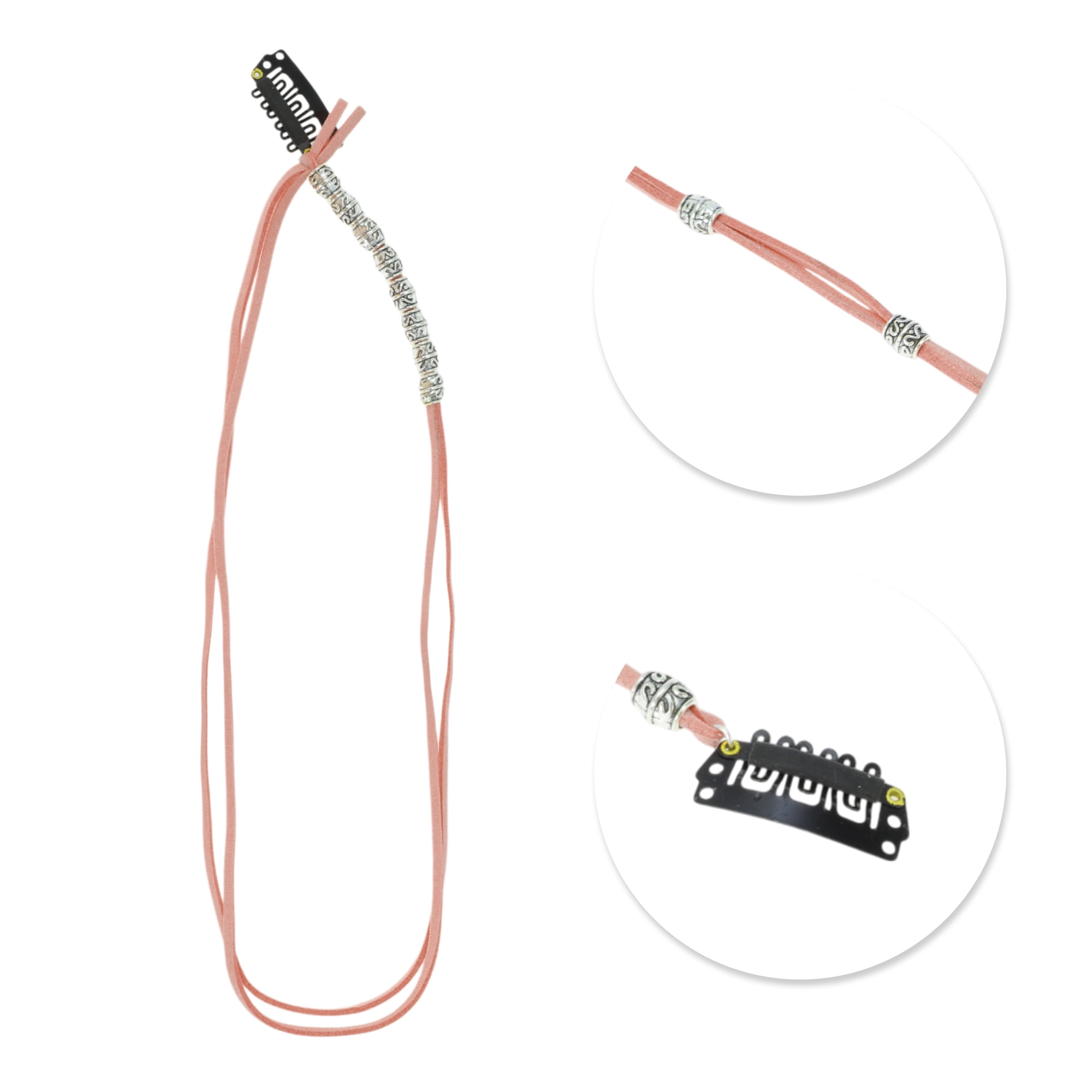 Unique Bargains Elegant Eight Beads Braided Hair Chain 1Pc Light Orange